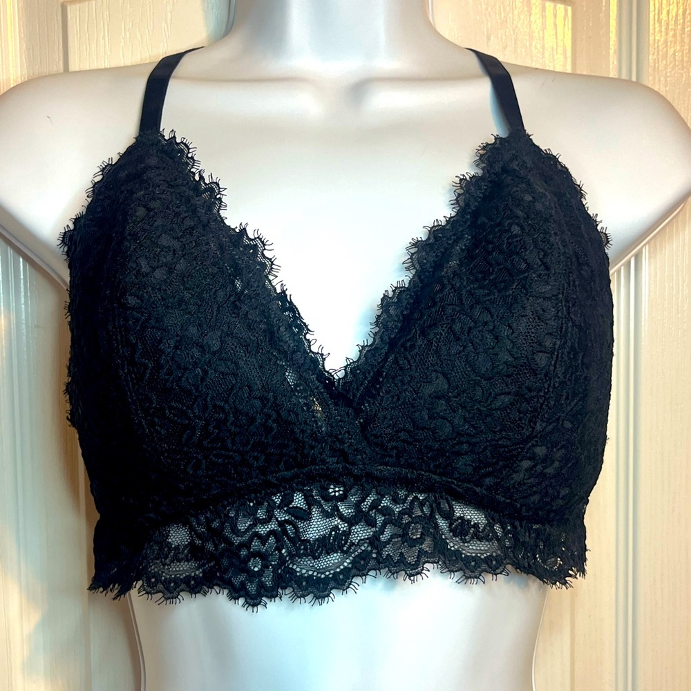 Aerie Black‎ Lace Adjustable Bralette - Size Medium (DD) 🖤✨💃